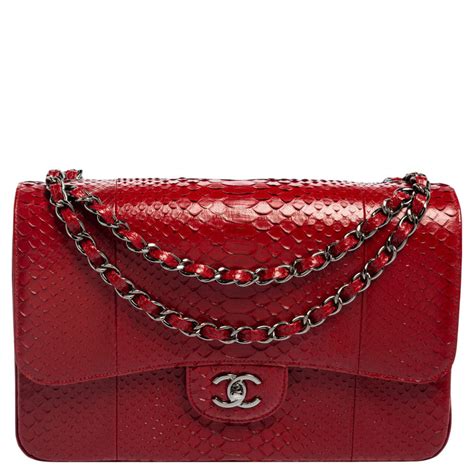 chanel python bag red|Chanel python clutch bag.